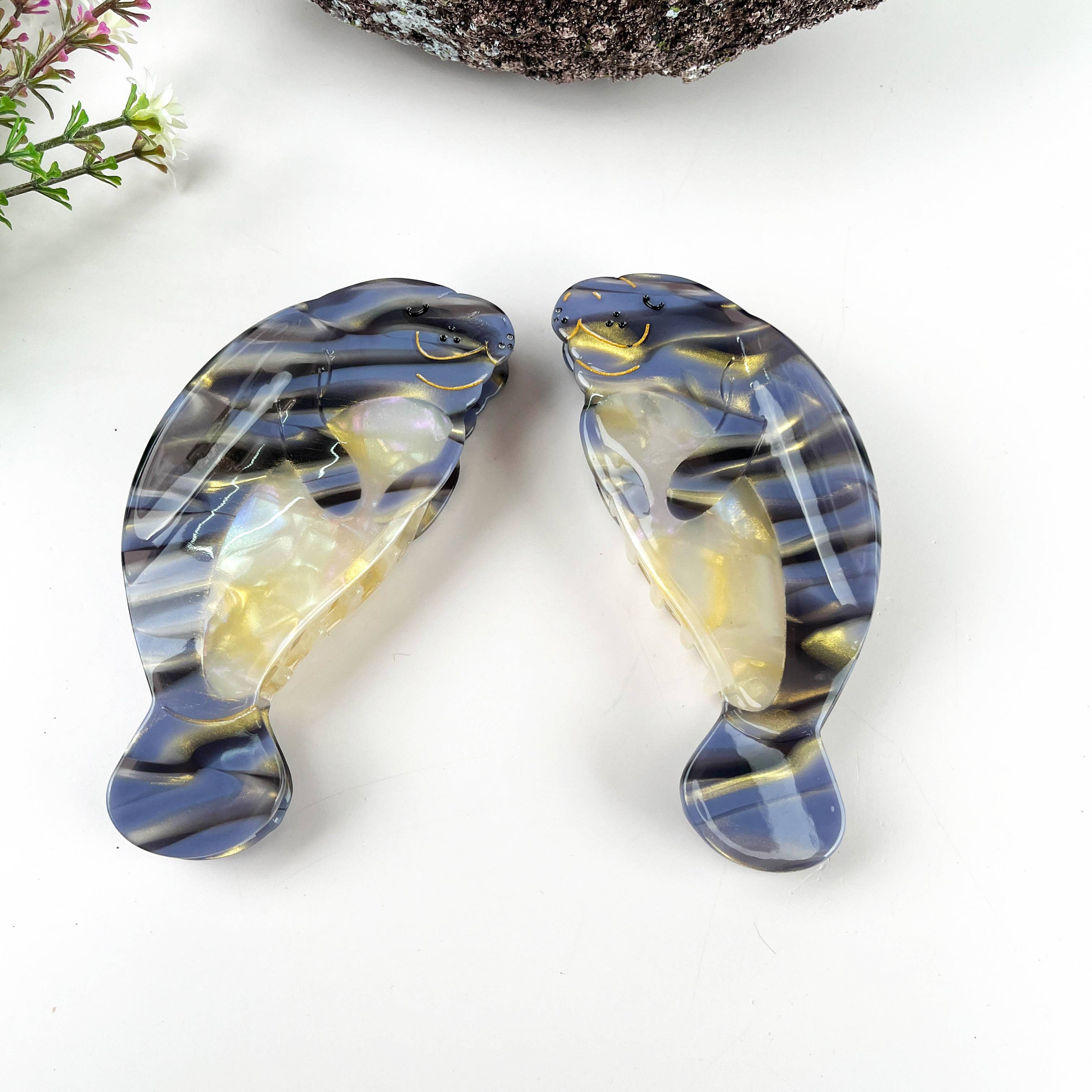 Gray Manatee Acetate Claw Clip for wholesale on Faire