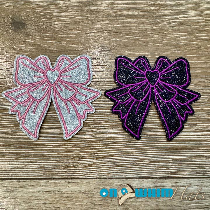 Sparkly Bow Iron-On Patch for wholesale by On a Whim Hats