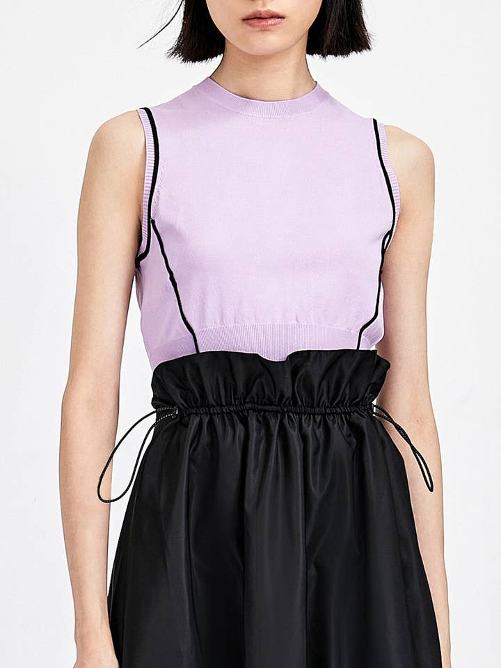 Chaleco de punto con cuello redondo URBAN REVIVO para venta al por mayor de UrbanRevivo