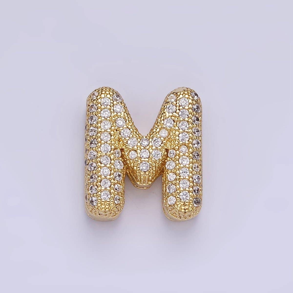 Aim Eternal – wholesale Individual charm/pendant – 14K Gold Filled 15mm Micro Paved Balloon Bubble Initial Letter Pendant | A1171-A118311