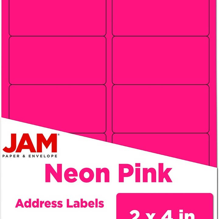 Standard Mailing Address Labels, Neon Pink, 120/Pack for wholesale by JAM PAPER
