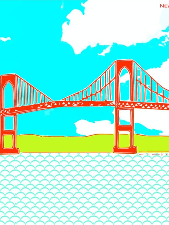 Newport Bridge Art Print by Giraffes and Robots for wholesale by Giraffes and Robots Pop Art Studio