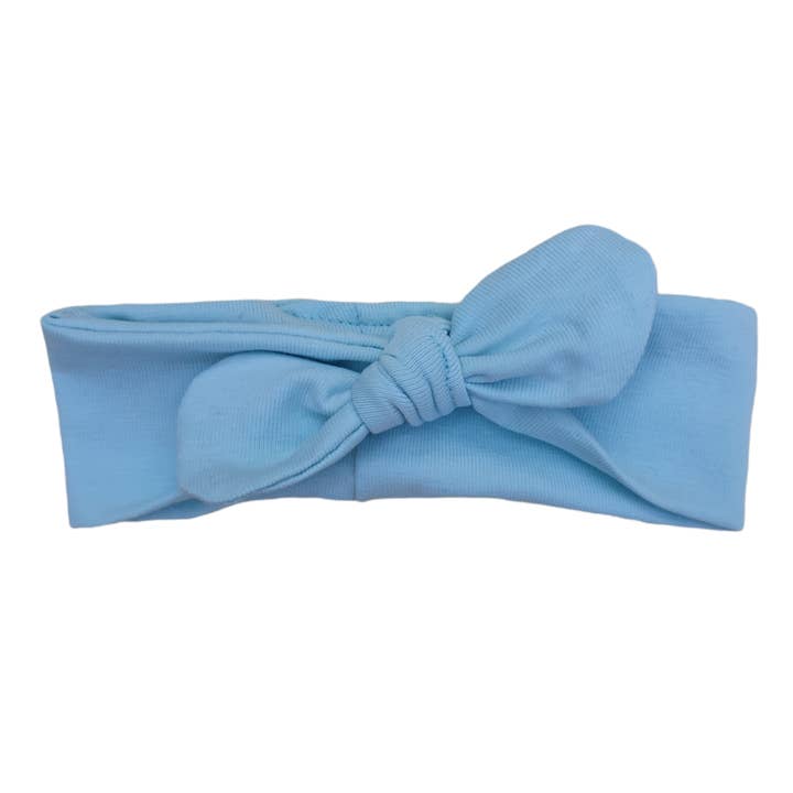 Petit Pan Mint Blue Jersey Knot Headband for wholesale by Maman Poule et Papa Coq