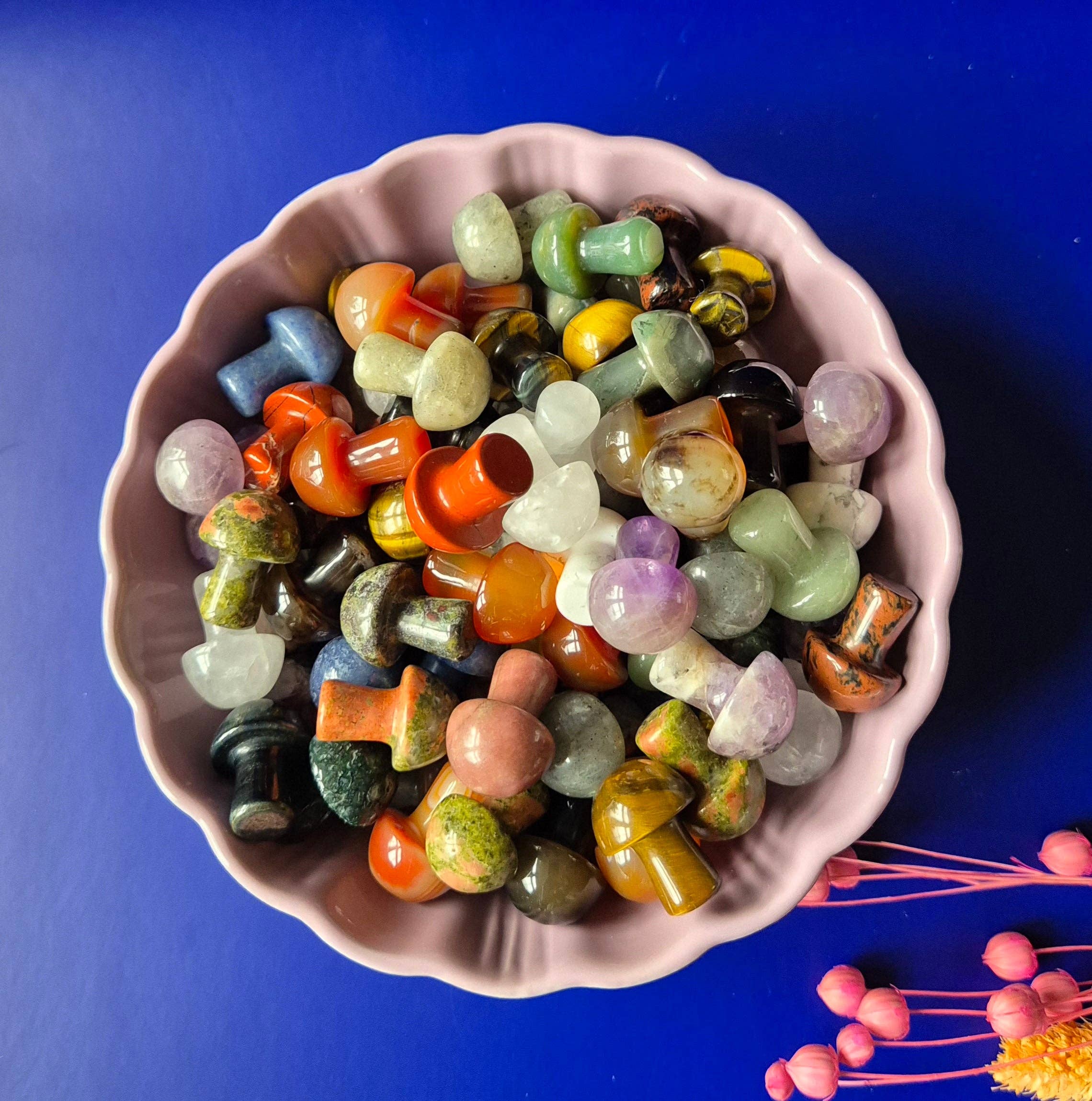 Moonlight Gemstones - Wholesale Spiritual Stone/Crystal - 2cm Mini Gemstone Mushroom — Intuitively Chosen Variety