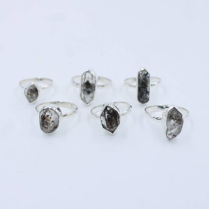 Silvex Jewelry - Wholesale Single Stone/Solitaire Ring - Wholesale Lot Herkimer Diamond 925 Sterling Silver Unique Ring