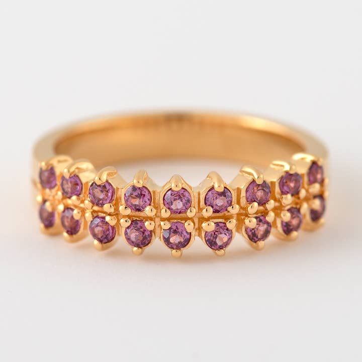 Aziza Rhodolite Half Eternity Band for wholesale by Minette