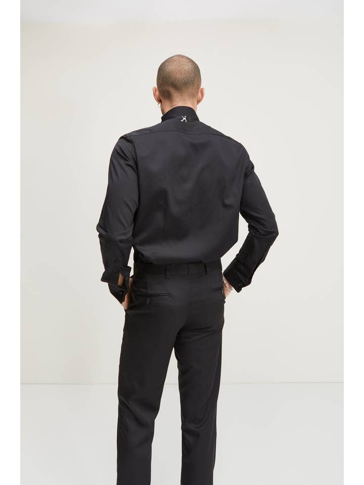 Men's Pique Bib Tuxedo Shirt - Black Black for wholesale on Faire
