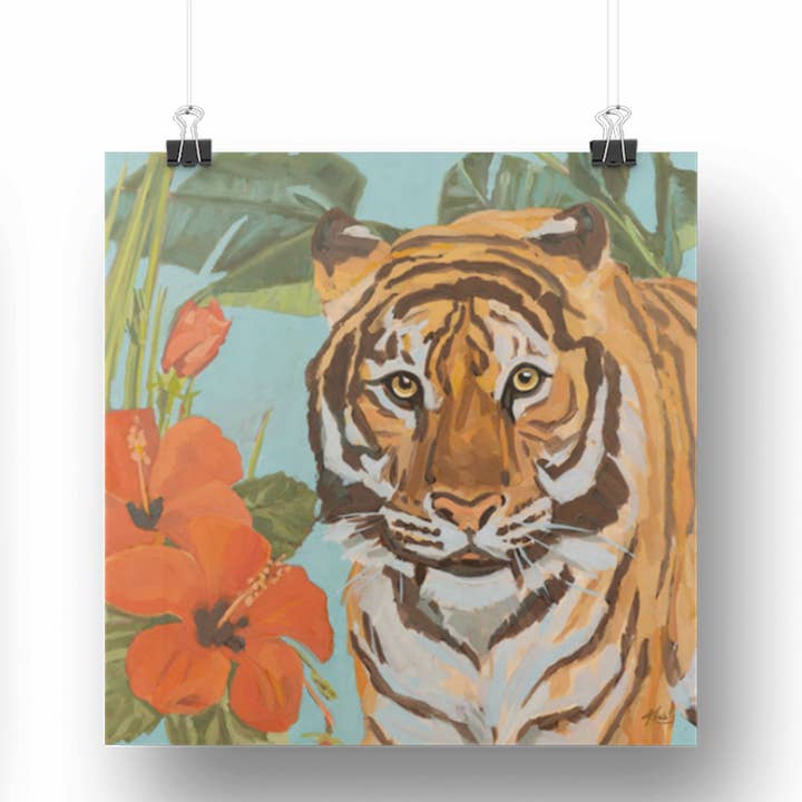 Carte artistique, Harimau tigre de Sumatra, 20 x 20 cm pour la vente par ZOOZANY handpainted