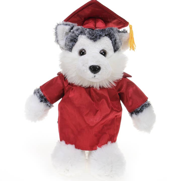 Plushland - Wholesale Stuffed/Plush Toy - Kids & Baby - Graduation Animals--Husky 11" with custom imprint2