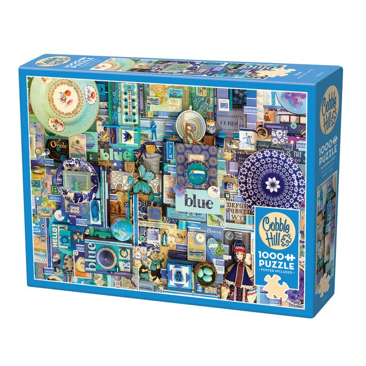 Blue 1000pc puzzle for wholesale by Outset Games and Cobble Hill Puzzles