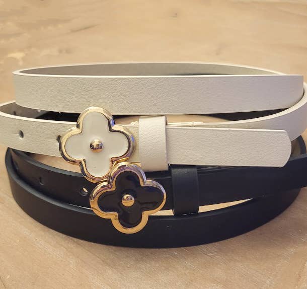 anbfashion - Vente Ceinture – femme - Ensemble de ceintures en cuir avec boucle fleur de trèfle chic simple duo slim0