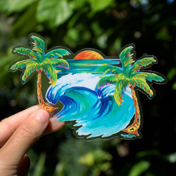 SUNSET SURF STICKER - LARGE for wholesale by Lauren Taylor Creations