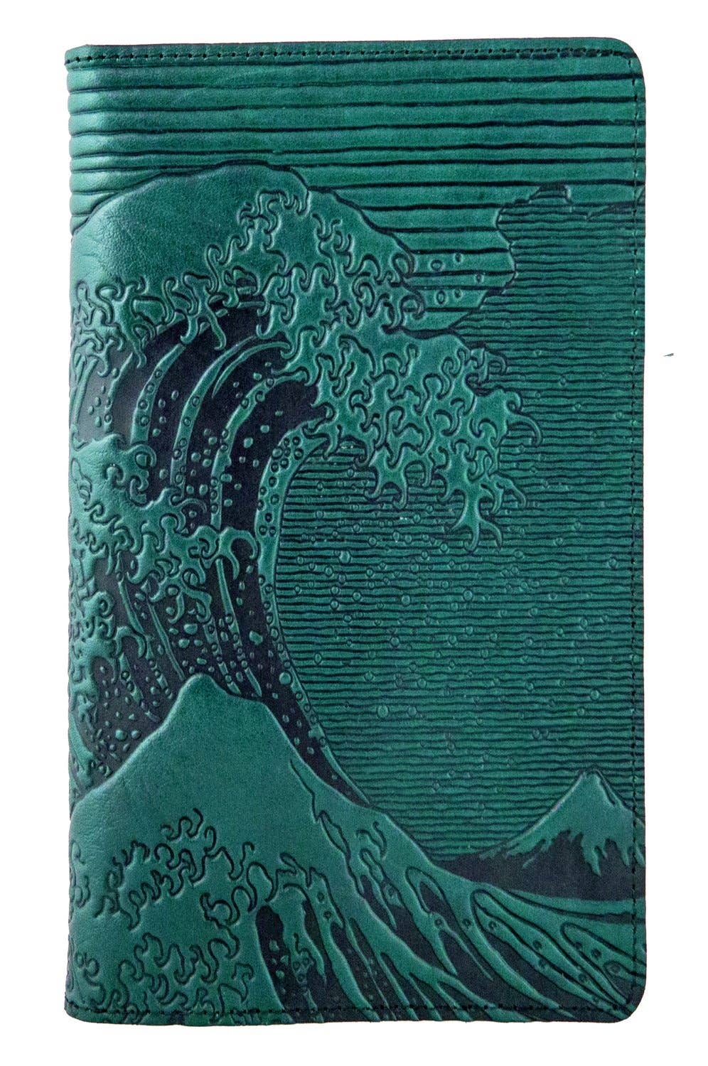 Oberon Design - Wholesale Phone Wallet - Unisex - Large Leather Smartphone Wallet - Hokusai Wave1