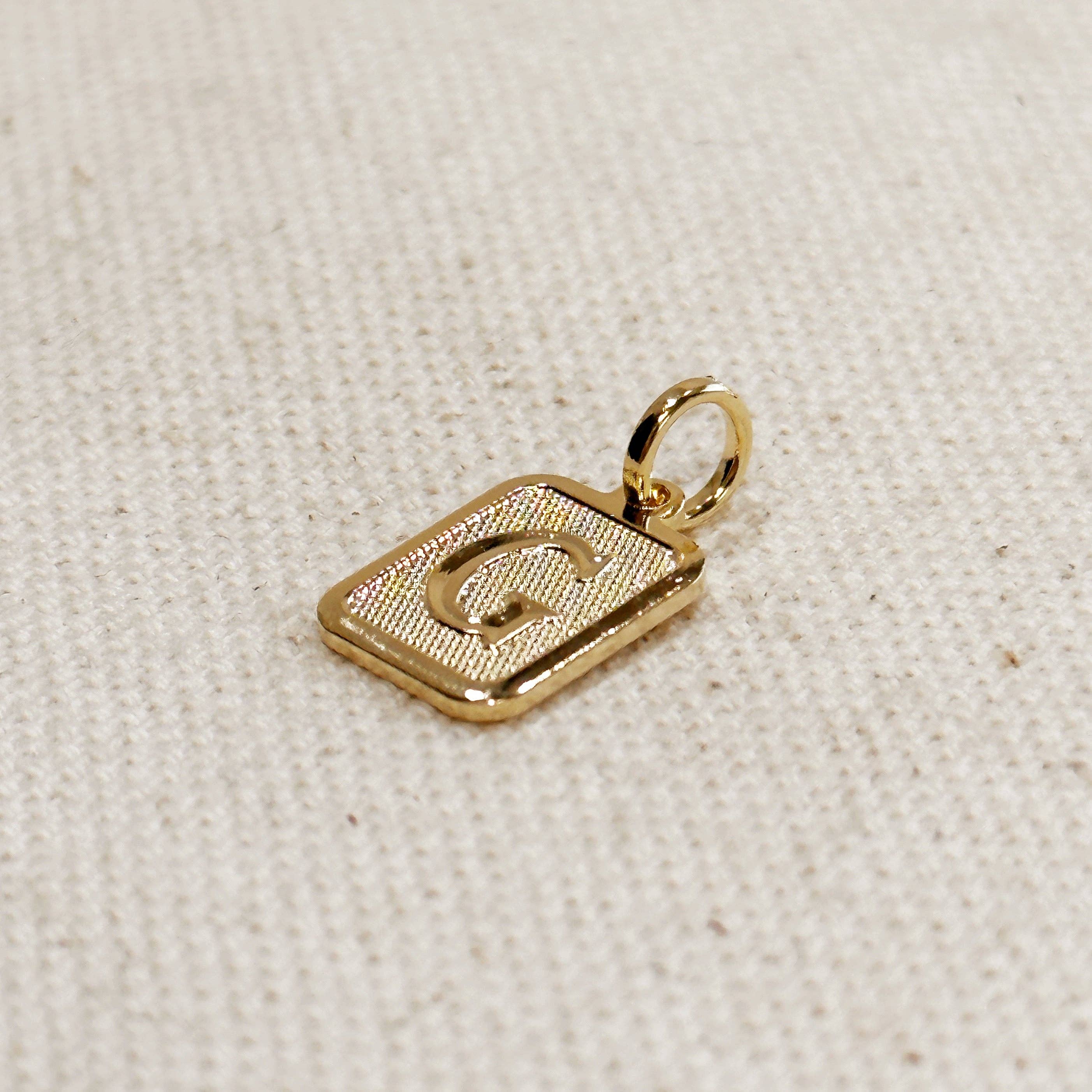 GoldFi - Wholesale Individual Charm/Pendant - Textured Initial Plate Pendant5