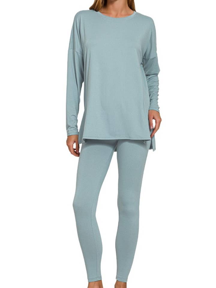 Brushed Dty Microfiber Loungewear Set for wholesale by Vanilla Monkey