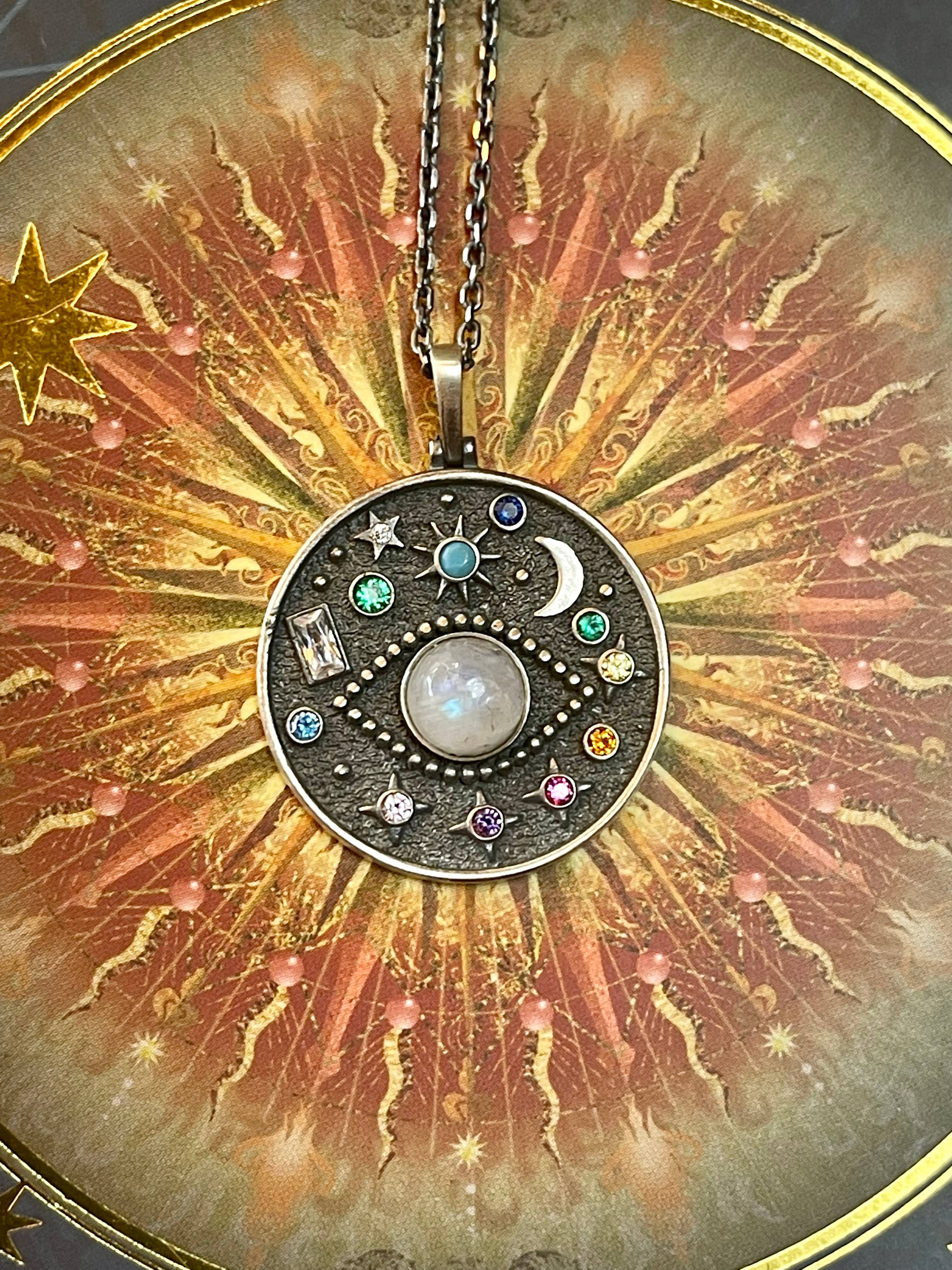 Flesh & Soul - Wholesale Pendant/Charm Necklace - EVIL EYE MOONSTONE Celestial Sterling Silver Necklace 6