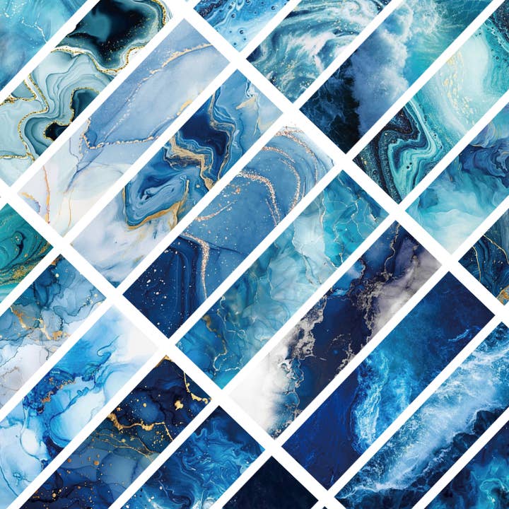 Magnifique Hearts - Wholesale Bookmark - Ocean Blue Abstract Bookmarks | Marble effect 5.9X1.5''3