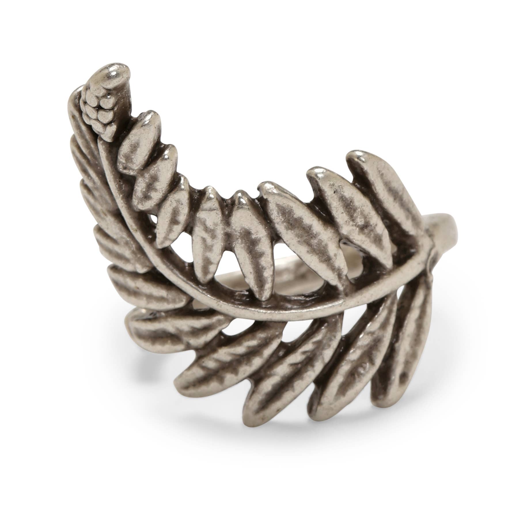 Chanour - Wholesale Cocktail/Statement Ring - Handmade Leaf Brass Ring In Silver Plated - ZRC-0144
