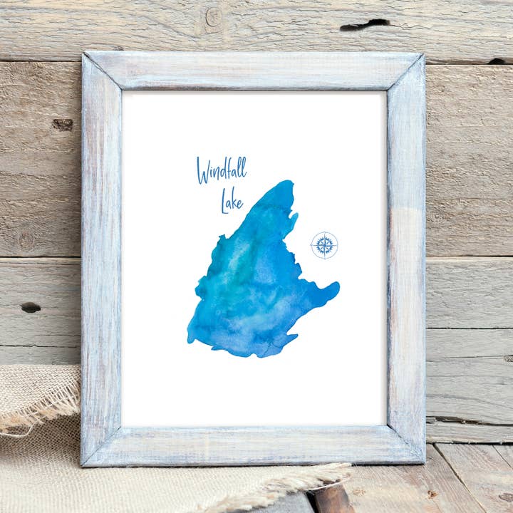 Windfall Lake/Ilha de Manitoulin/Watercolor Art Print por atacado de Heirloom Island