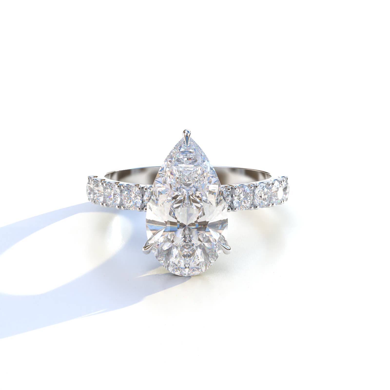 Mohana Jewels - Luxury - Wholesale Engagement Ring - 3 Carat E VVS Pear-Shaped Halo & Pave Engagement Ring - Adina