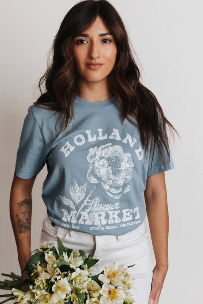 Crowned Free - Wholesale Screen Printed T-Shirt - Women's - Holland Flower Market Tee10