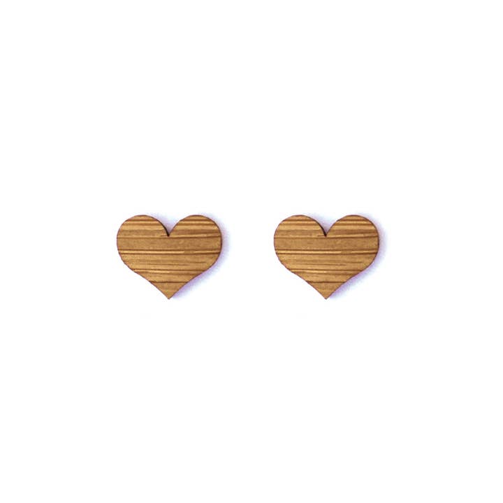 Bamboo Wood Earrings - Heart for wholesale by Cabin + Cub