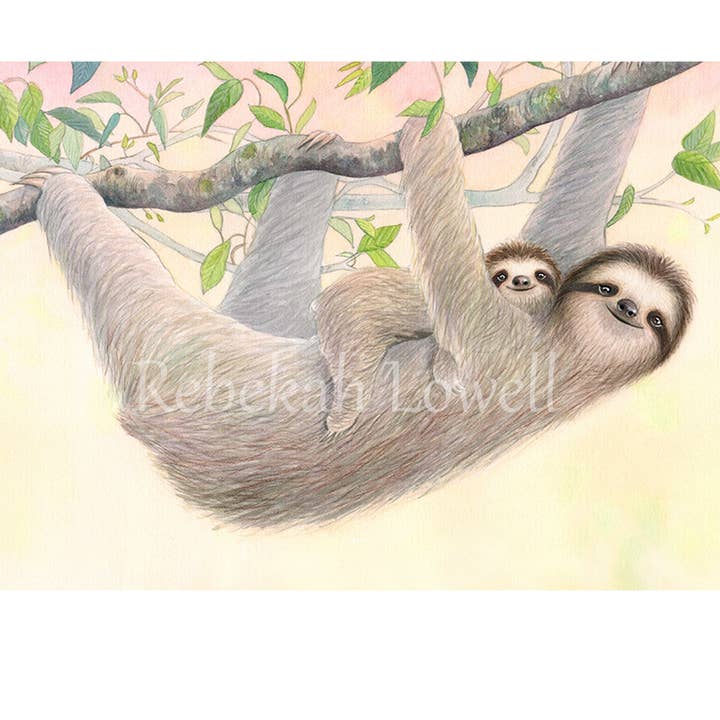 Rebekah Lowell Creative Studio - Wholesale Art Print - Sloth Mama and Baby Print1