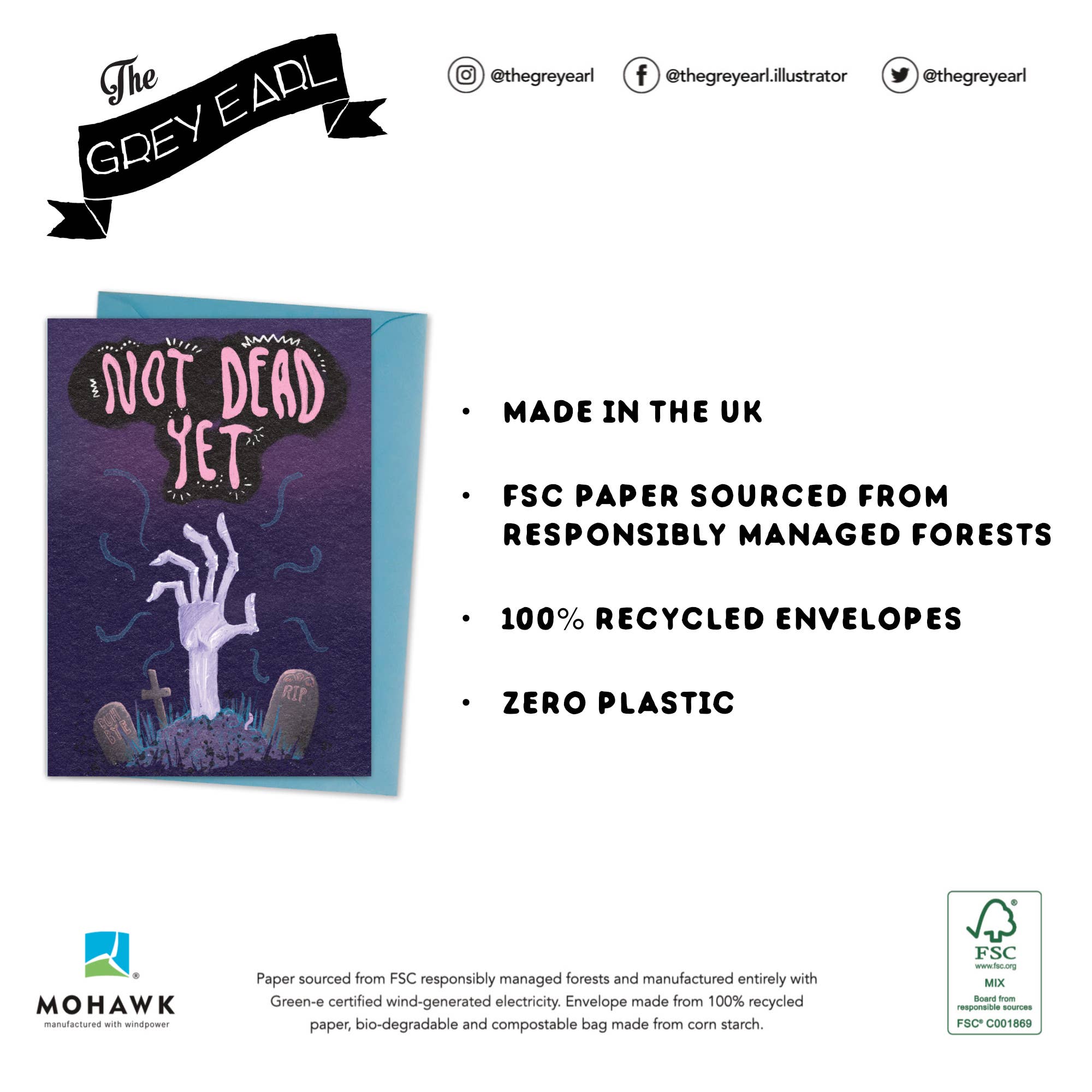 The Grey Earl - Wholesale Birthday Card - Not Dead Yet - funny Zombie - Birthday Card Halloween 6