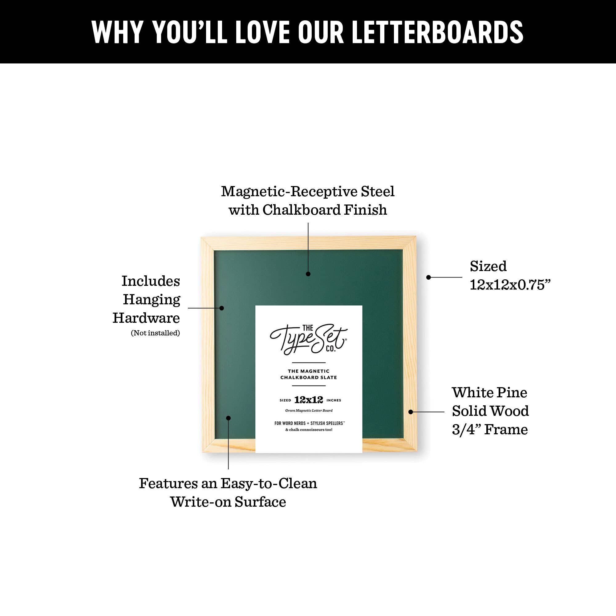 The Type Set Co. - Wholesale Chalkboard - 12x12 Green Magnetic Chalkboard4