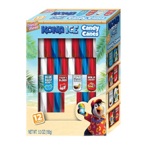 Grandpa Joe's Candy Shop - Wholesale Hard Candy - Kona Ice Assorted 12ct Candy Cane Cradle, 12ct  0