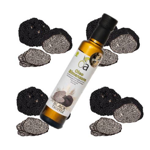 Olive Oil Seasoning with BLACK TRUFFLE-Bottle 250ml for wholesale by OLEOALMANZORA