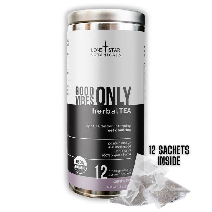 Alleen Goede Vibes (VOEL JE GOED) Blik (12 Zakjes) - 100% BIOLOGISCH voor wholesale door Lone Star Botanicals