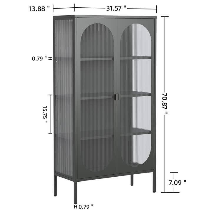 Glamour Home - Wholesale Cabinet - Benoît 70.87-inch Black Two Door Metal Storage Cabinet4