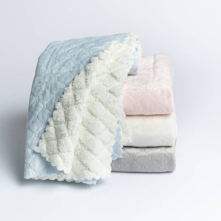 A Soft Idea - Wholesale Bedding Blanket - Kids & Baby - 723 - Nanas Quilted Plush Baby Blanket With Faux Sherpa Back5