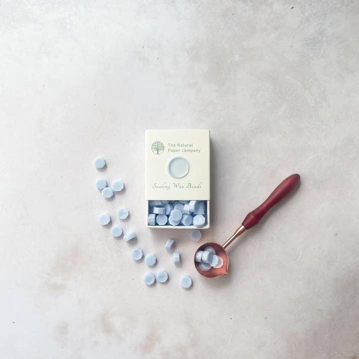 The Natural Paper Company - Vente Cires à cacheter - Perles de cire à cacheter bleu ciel | Perles de cire à cacheter sans plastique