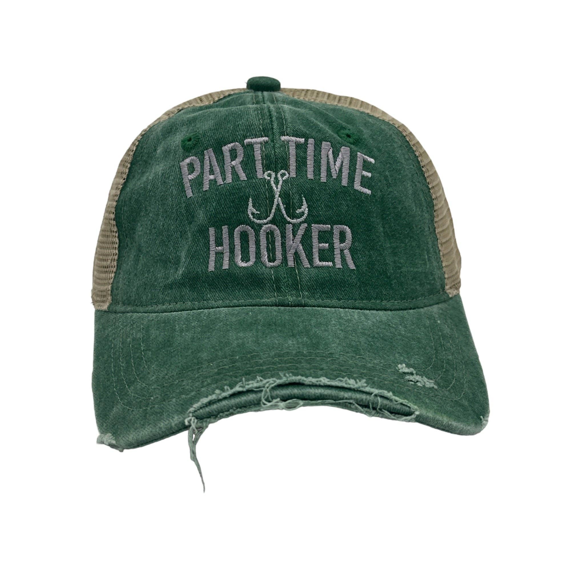 Crazy Dog T-Shirts - Wholesale Baseball Cap - Unisex - Part Time Hooker Hat Funny Fishing Hook Joke Cap Fishing4
