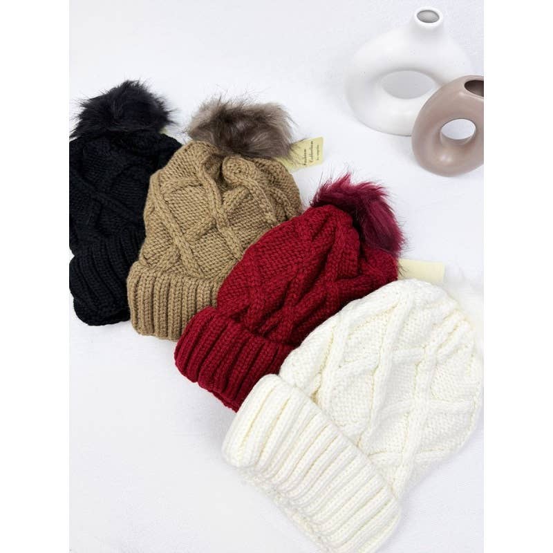 MIX COLOR Thick Cable Knit Beanie for wholesale on Faire3