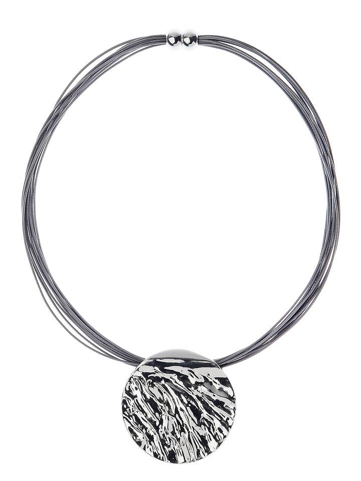 Grey Multi Leather Strands Magnetic Clasp Necklace for wholesale by Oceanic Jewellers - Majique London