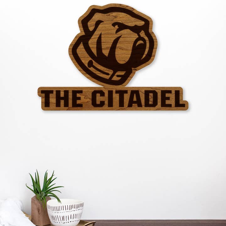 LazerEdge - Wholesale Wall Accent - The Citadel Bulldog Wall Hanging – Crafted from Cherry and Maple Wood - The Citadel Cadets2