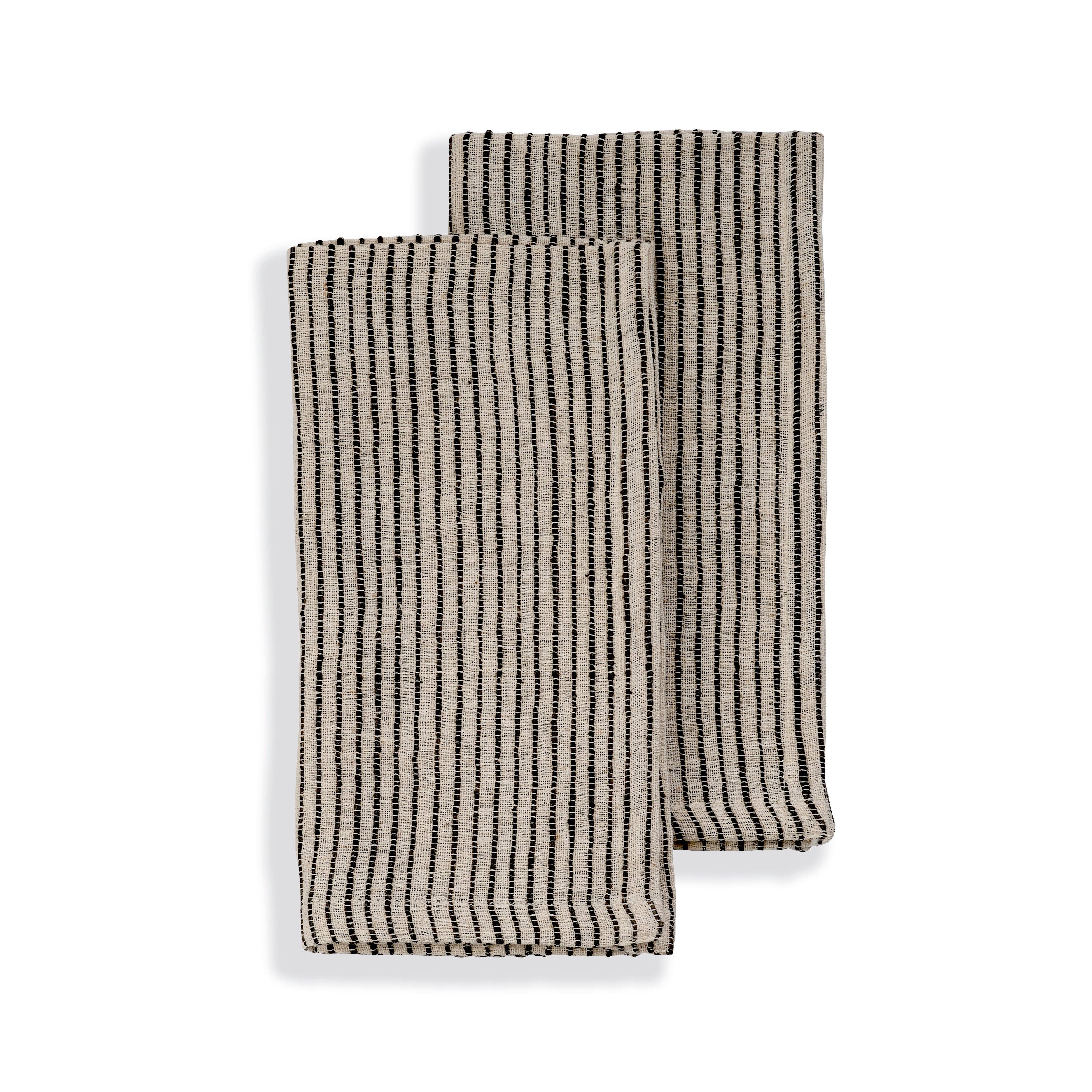 Sustainable Threads - Wholesale Dinner & cloth napkin - Organic Handwoven Cotton Napkins | Set of 2 | On Track Black