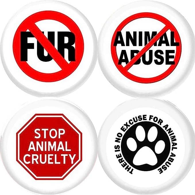 STOP ANIMAL TESTING x 4 LARGE 2.25"inch (57mm) pins PETA zoo for wholesale by Pinbax Express