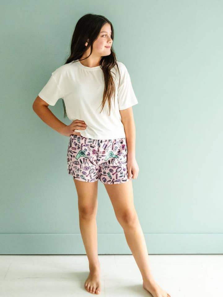 Pantalones cortos de felpa de maquillaje para venta al por mayor de Macaron + Me