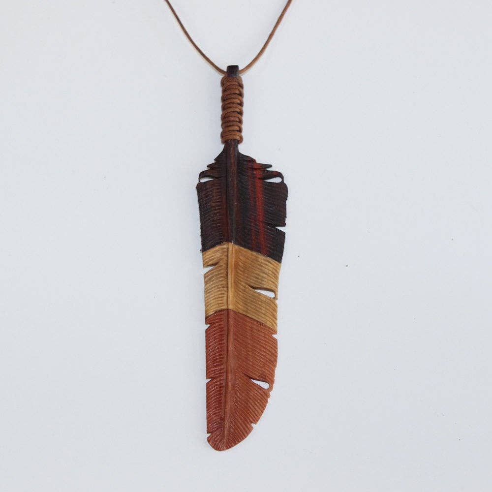 Feather Tribe - Wholesale Individual charm/pendant - WHOLESALE 10 x Medium Triple-Colour Flight Feather Pendant1