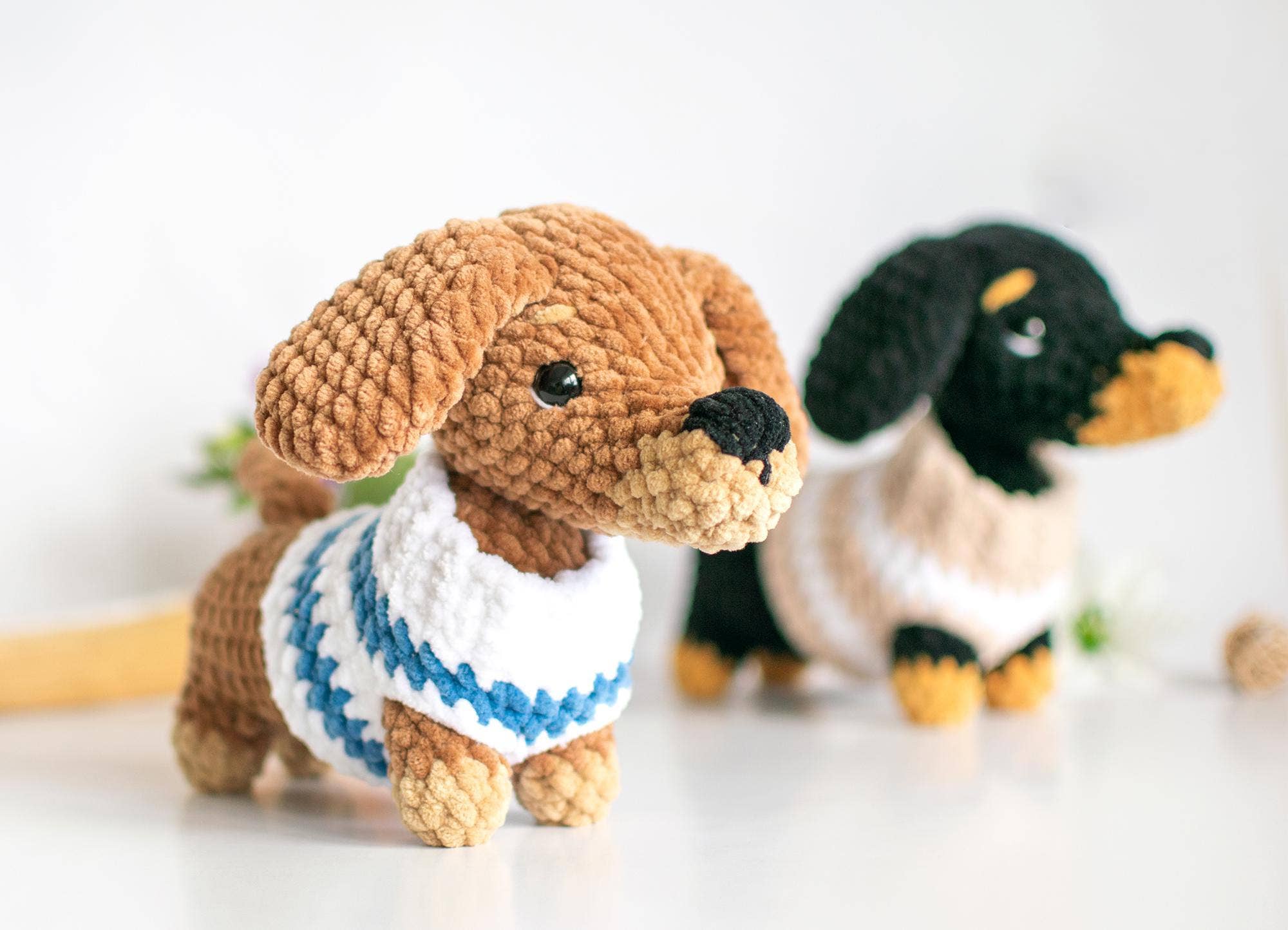 TOMOPOD LLC - Vente Décoration de Noël - Crochet Chien Teckel Drôle, Décor de Chien Fait Main, Cadeau1