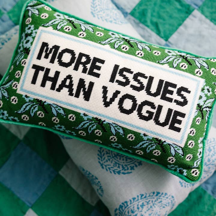 Furbish Studio - Wholesale Throw/Decorative Pillow - More Issues Needlepoint Pillow3