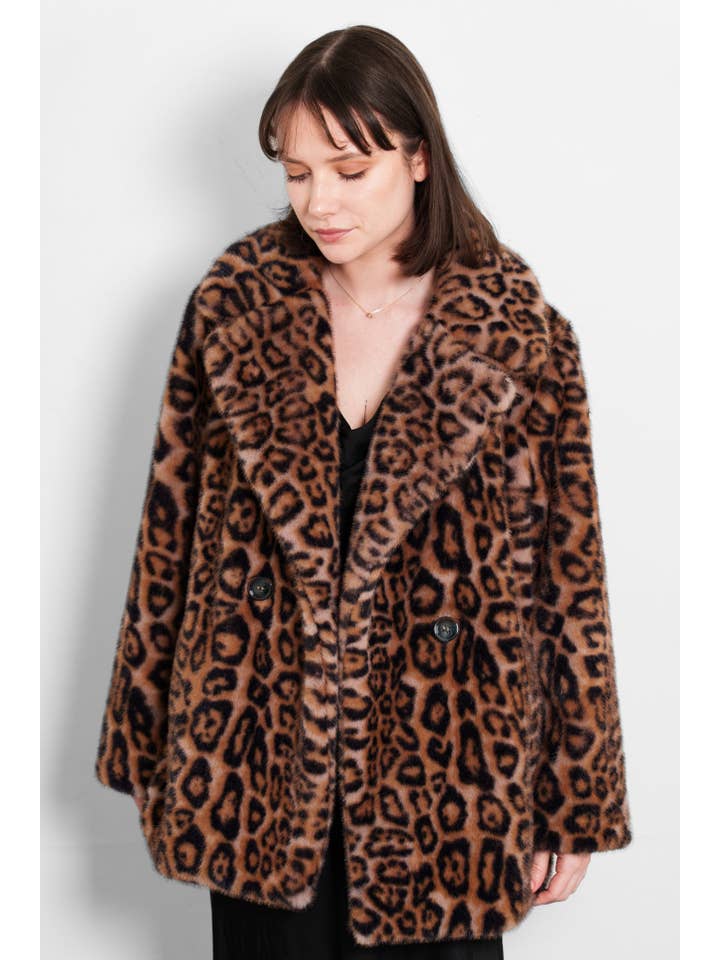 Sarta - Wholesale Fur/Faux Fur Coat - Women's - Renee Mid-Length Faux Fur Coat- Natural, Leopard3