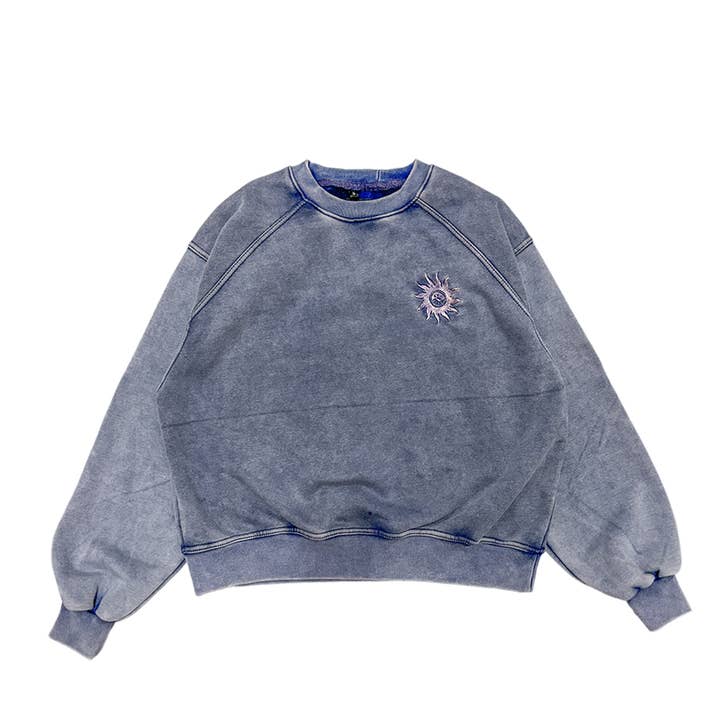 NAVY BLUE WASH RONDE HALS voor wholesale door Klenam