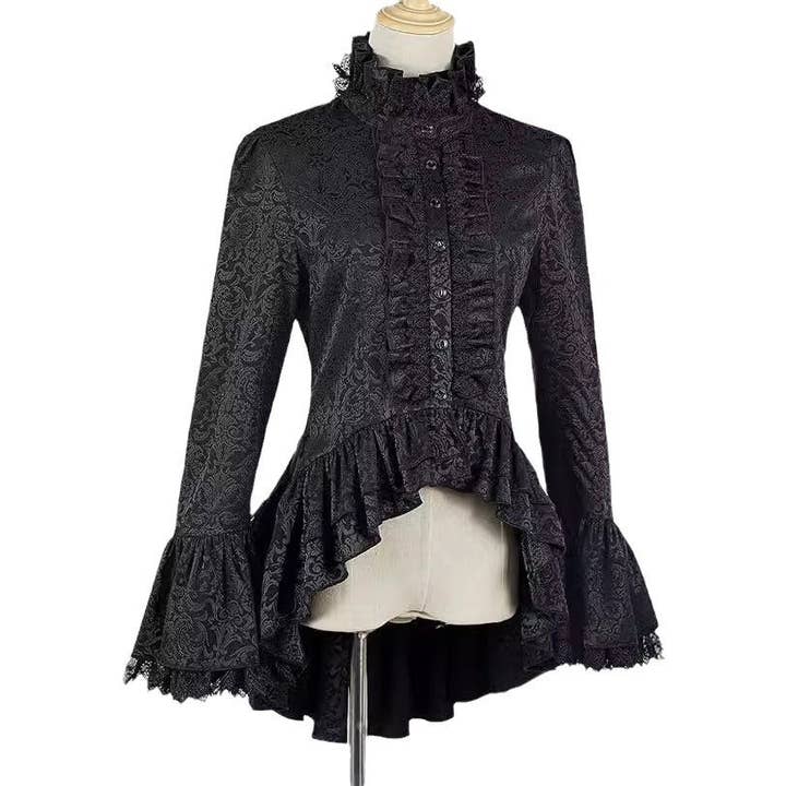 SALINA TRADING INC - Wholesale Blouse - Women's - Victorian Gothic Lace Top with Stand Collar and Bell Sleeves7