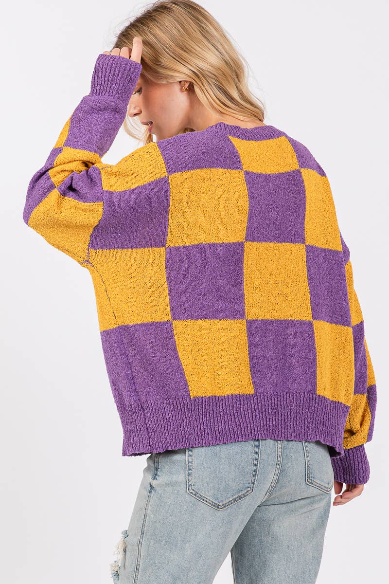 Sewn and Seen - Wholesale Knit Sweater - Women's - CHECKER SWEATER TOP 3