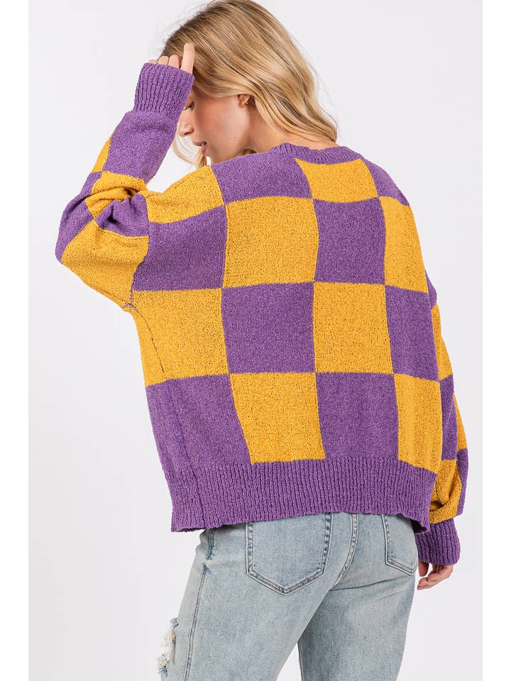 Sewn and Seen - Wholesale Knit Sweater - Women's - CHECKER SWEATER TOP 3